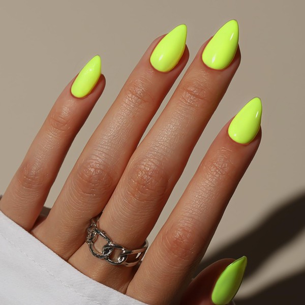 KQueenest Neon Green Press On Nails Short - Summer Press