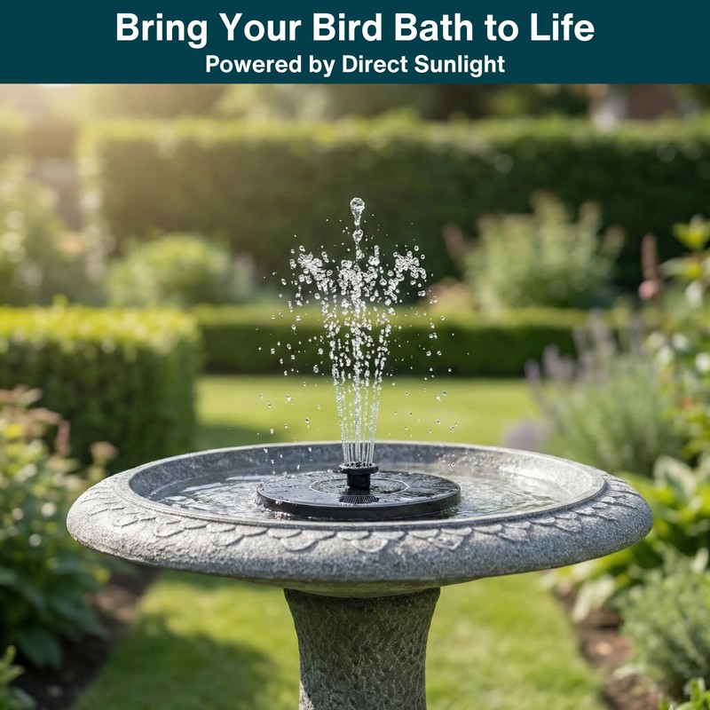 AUSTRAM Solar Fountain for Bird Bath 3W with 6 Spray