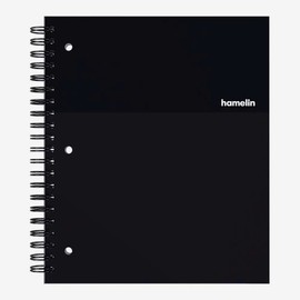 Hamelin 1 Subject, Graph Paper, Hard Cover Spiral Bound Grid Notebook, 4 Square Per Inch 150 Pages MIDNIGHT Black 8.5"x11"