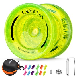 YOSTAR K2 Crystal JoJo with Glitter, Trick JoJo with Idle and Ball Bearing, Professional Responsive & Unresponsive Yoyo for Children and Adults, Jo Jo Toy with 12 Strings, Bearing Set, Housing