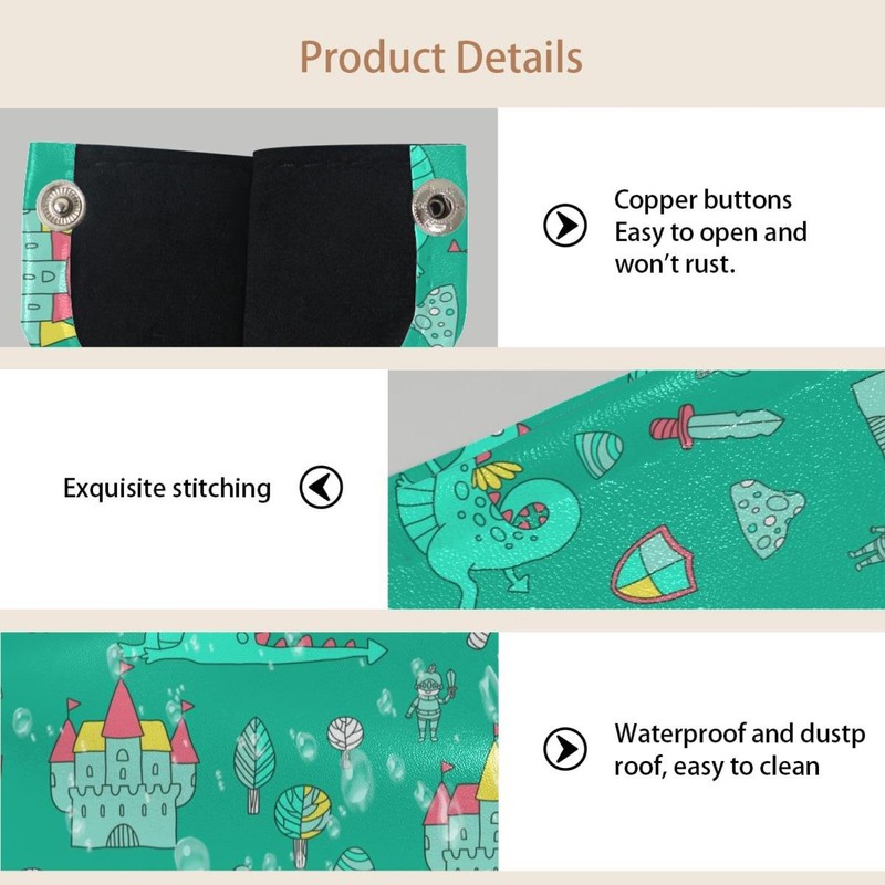 2 Pack Tissue Box Cover Holder, Green Dinosaurs Castle Rectangle