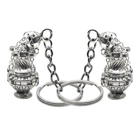 Censer Incense Burner Key Ring Accessory, 2Pcs Silver Christian Faith Keychain Religious Gift, Zinc Alloy Censer Key Ring Chain Ornament Charm for Bag Car Hanging Decoration, 4.52 Inches