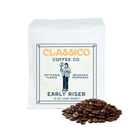 Terra Kaffe Classico Early Riser Blend Light Roast Coffee – Whole Bean – Bright & Delicate Flavor – Designed for Super Automatic Espresso Machines – Small-Batch Roasted – 12 oz