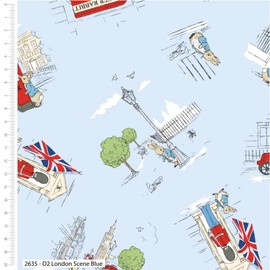 The Craft Cotton Co Beatrix Potter - Peter Rabbit London Digital Cotton Prints Fabric by The Metre - 110cm Wide 100% Cotton (Ideal for Crafts, Quilting, Sewing) (London Scene Blue)