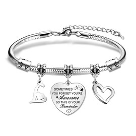 Inspirational Bracelet for Women Girls Initial Letters L Name Bracelet Gifts for Friends Daughter Sisters Girls Granddaughter Inspirational Present Gifts Birthday Gift Christmas Graduation Gift (L)