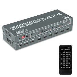 Swallow 4K HDMI 4 in 4 Out Matrix HDMI 2.0 Matrix Switcher 4x4 Ports 4K@60Hz Support 4K Dolby Vision HDR HDCP 2.2 Support Remote Control (Grey)