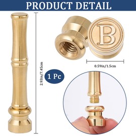 CRASPIRE Letter B Wax Seal Stamp Alphabet Sealing Wax Stamps 15mm Golden Metal Brass Retro Vintage Mini Initial Stamp with Bamboo Stick Handle for Thanksgiving Card Envelope Wedding Party Invitation