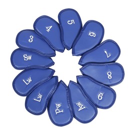 Golf Iron Head Cover Set of 12 Pieces, Thick Synthetic Leather Golf Covers Fits All Brands (Blue)