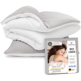 Bed Linen 135 x 200 cm, 100% High-Quality Renforce Cotton, Oekotex Certified, Soft and Fluffy, Designed in Germany, Duvet Cover 135 x 200 cm and Pillow 80 x 80 cm, Set Washable up to 60 Degrees