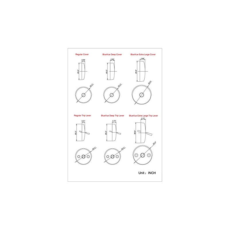 BlueVue 3-5/8" Overflow Gasket Kit with Trip Lever Overflow Cover,
