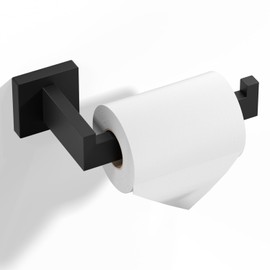HITSLAM HITSLAM Matte Black Toilet Paper Holder Wall Mount Premium 304 Stainless Steel Square Toilet Paper Roll Holder for Bathroom Rustproof