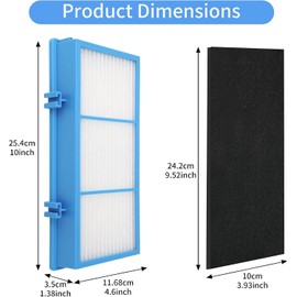 HAPF30AT Filter Replacement for Holmes AER1 Type Total Air Purifier, Replacement Filters for HAPF30AT and HAP242-NUC (4 Ture HEPA Filters + 8 Carbon Filters)