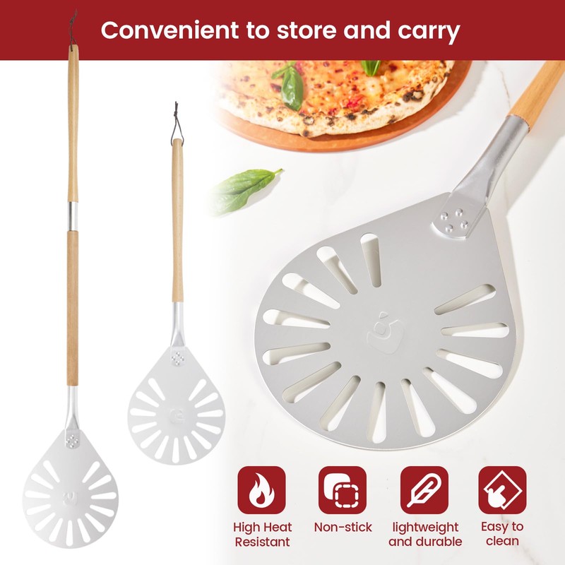 ROCKSHEAT 9 Inch Pizza Peel - Anodized Aluminum Pizza Transfer