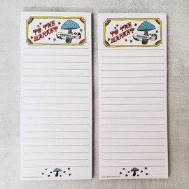 Nancy Nikko 70s Vibe - To The Market Grocery List Notepads - with Magnet for Refrigerator - 2 per Package