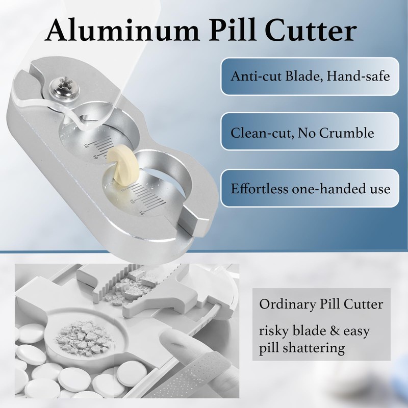 Pill Cutter for Small Pill, 1/2, 1/4, 1/8 Cutting, Metal