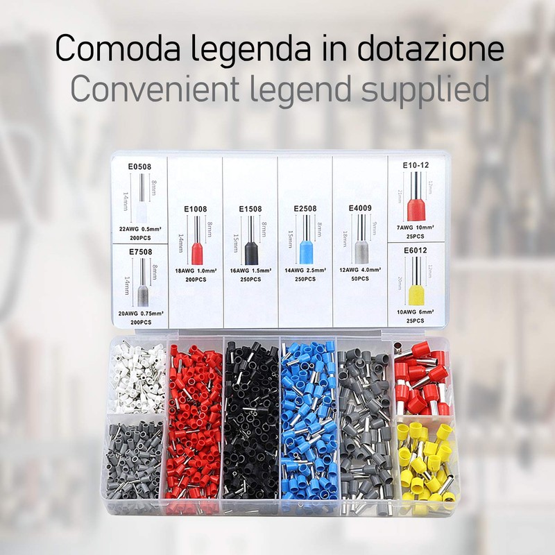 Set of 1200 terminals, end caps for crimping, terminals in