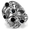 Silvershake Created Black Onyx Inlay 925 Sterling Silver Filigree Leaf