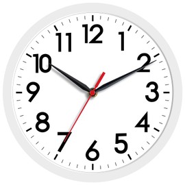AKCISOT Wall Clock, Modern Small Wall Clocks Battery Operated 8 Inch, Silent Non-Ticking Analog Classic for Office, Home, Bathroom, Kitchen, Bedroom, School(White)