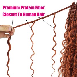 Trenzas de crochet bohemias de cabello humano de 18 pulgadas, trenzas de crochet de diosa bohemias con rizos mixtos de cabello humano, trenzas de crochet de color jengibre para mujeres negras,