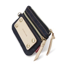 NeedNetwork Okayama Denim Coin Purse, Pass Case, Coin Case, Commuter Holder, Key Coin, Men's, Card Holder, Card Case, Wallet, red