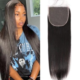 MSGEM 5X5 HD Lace Closure Deep Parting Straight Hair Invisible Knots 100% Human Hair Transparent Lace Closure Pre Plucked Natural Hairline 20 Inch