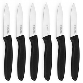 targzier Paring Knife Set of 6,Premium Paring Knives,Stainless Steel Vegetable&Fruit Knifes,Ultra Sharp Straight Edge Paring Knifes,PP Plastic Handle,Black Peeling Knives,Dishwasher Safe