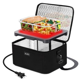 Aotto Portable Oven Electric Lunch Box Food Heater - 80W Heated Lunch Box Food Warmer for Adults, Work, Travel, Home Kitchen - Cook, Reheat, and Keep Warm (Black) 110V/120V