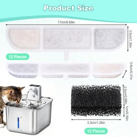 24PCS Cat Water Fountain Filters for Downypaws Fountain, 5-Stage Filtration