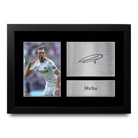HWC Trading Michu Swansea City Gifts Printed Signed Autograph Picture for Football Fans and Supporters - A4 Framed