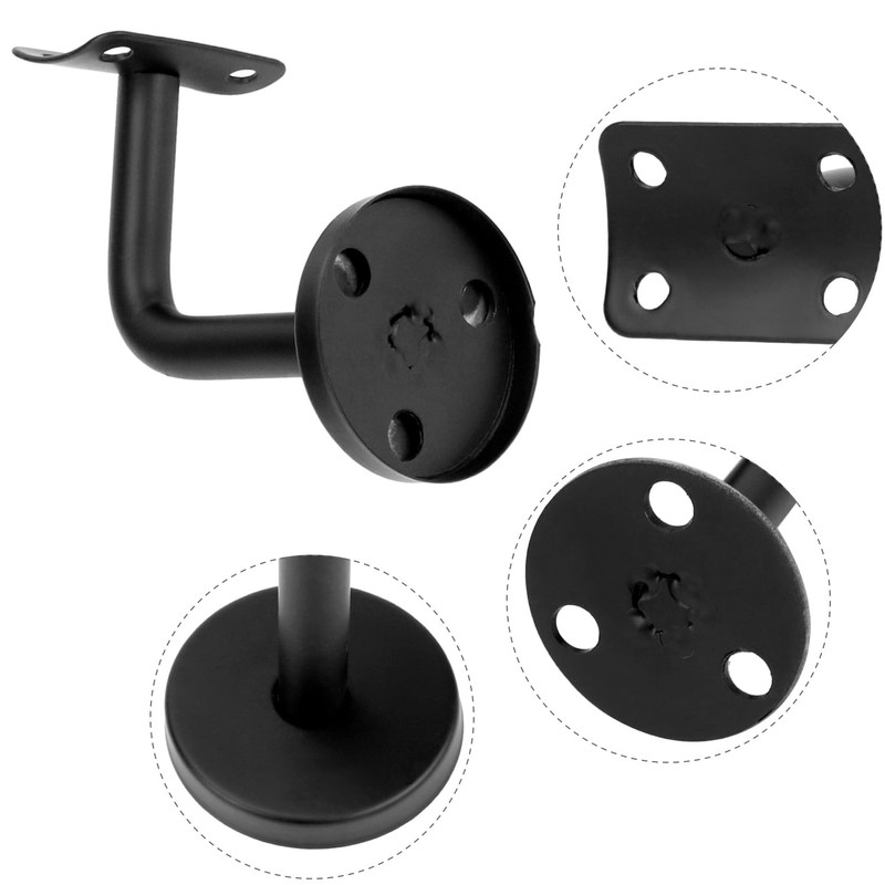 QWORK® Pack of 5 Stainless Steel Handrail Brackets - Black