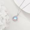 Birth Flower Chain Sterling Silver Lotus Flower Teardrop Pendant Necklace