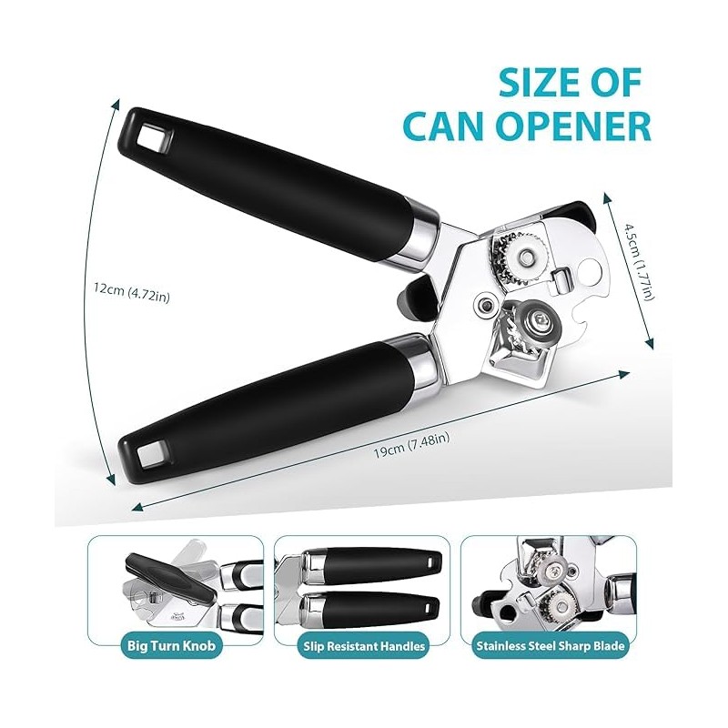 3-in-1 Versatile Can Opener – Heavy-Duty, Multi-Function Tool for Cans,