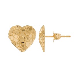emgeedi 10k Yellow Gold Extra Small Womens Heart Nugget Earring