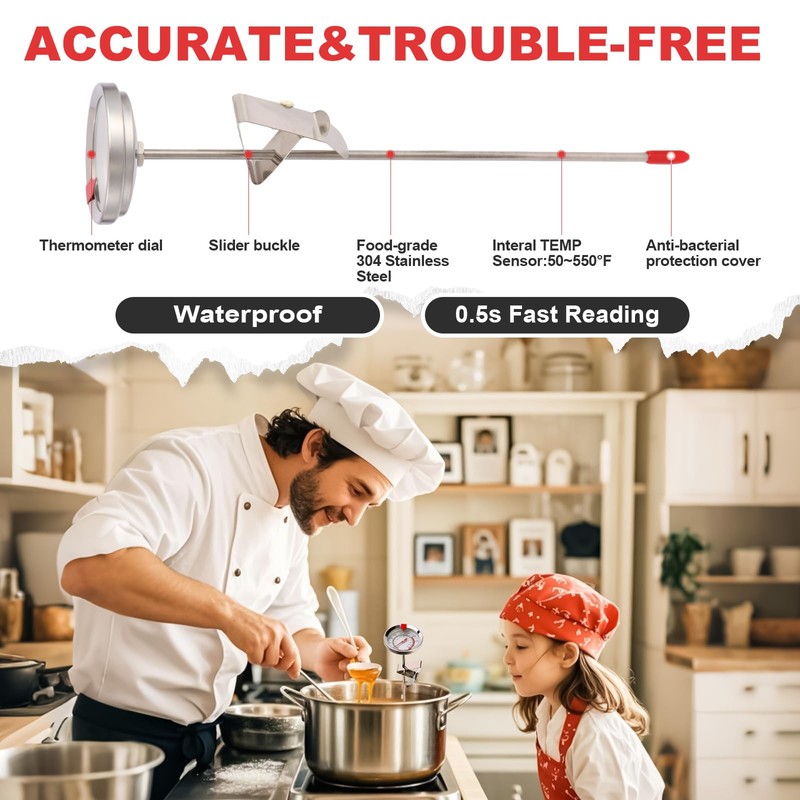 Telead Candy Thermometer Waterproof - Oil Thermometer for Frying with