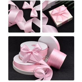 Nityunn Polyester Ribbons, 3 Rolls 10mm, 15mm, 20mm, Gift Wrap, Wedding, Christmas, Pink