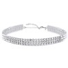 Zealmer 3 Row Rhinestone Choker Necklace for Women White Gold