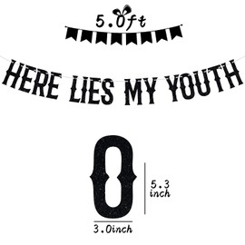 Here Lies My Youth Banner, letrero de cumpleaños funerario para 20/30/40/50 años, suministros divertidos para decoración de fiesta de cumpleaños