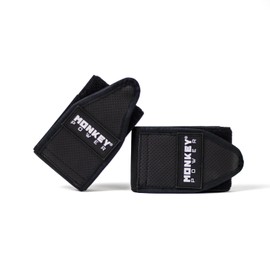 Monkey Power Fit Par de Rodilleras Pro para Levantamiento de Peso Tipo Venda Unitalla con Soporte para Rodillas Color: Negro Clásico
