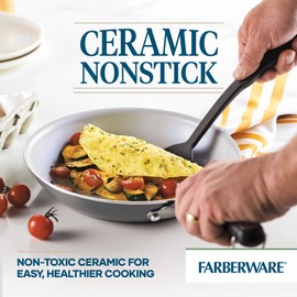 Farberware EcoAdvantage Ceramic Nonstick Frying Pan/Skillet, 10 Inch, Gray