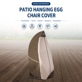HAMLER Patio Egg Chair Cover, Heavy Duty Outdoor Hanging Egg Chair Cover for Outdoor Furniture, Wicker Swing Chair Covers with Zipper, Outdoor Chair Covers Waterproof Fits up to 75L x 45W Inches
