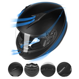 GLX GX11 Compact Motorcycle Helmet - Matte Black, Small - Full Face w/ Tinted Visor, DOT Approved