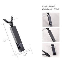 XSMZB Urn Necklaces for Ashes Birthstone Cremation Jewelry for Ashes Stainless Steel Keepsake Memorial Pendant Necklace (Black)