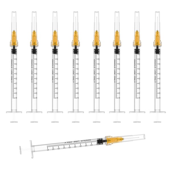 25 Gauge 1 inch Needle with Syringe 50Pack,1ml Luer Lock
