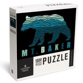 Lantern Press 1000 Piece Jigsaw Puzzle, Mt Baker, Black Bear, Abstract Mountain Scene, Cool Colors
