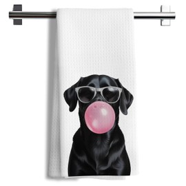 Nipil Funny Bubble Black Labrador Retriever Kitchen Towels, Gifts for Labrador Dog Lovers Decorative Dish Tea Towels, Black Lab Gifts Hand Towels for Kitchen Bathroom Decor, 16x24 Inch
