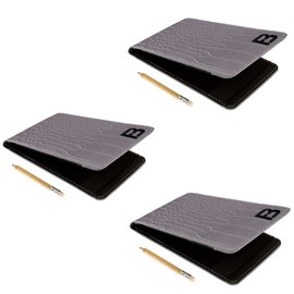 FB FUZZYBUNKERS Quality Leather Golf Scorecard Holder - Yardage Book Cover - Golf Yardage Book - Golf Scorecard Book -Free Pencil and Stat Tracker Sheet (Gray - Pack of 3)