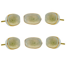 Perilla Home Set of 6 Kono Off White Ceramic Knob for Kitchen Cabinets - Ceramic Handles and Pull Knob for Dresser Drawer | Living Room | Kitchen | Bathroom | Closet Cupboard Furniture