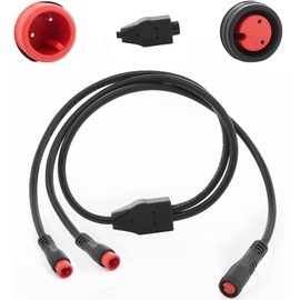 Y-Split Extension Cable 1T2 Wire 2pin with Waterproof Connector for Ebike Light, Gear Sensor and Brake in Ebike Conversion Kit （2PCS，24“ in Length, 1 Female to 2 Male）