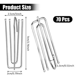 Pack of 70 Metal Curtain Hooks, 4 Prong Pinch Curtain Pleat Hooks, Metal Curtain Hooks, Curtain Hooks Made of Stainless Steel, Curtain Hooks Metal for Hanging Curtains and Curtain Rings Rails
