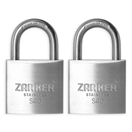 Zarker S40 keyed Alike Padlocks, Heavy Duty Stainless Steel Lock, Waterproof and Rustproof Storage, Warehouses, Garage, Outdoors, 2-Pack